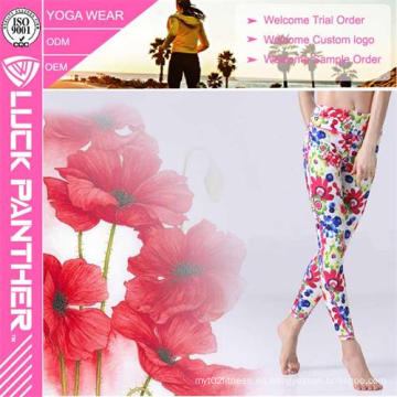 Nuevo diseño colorido sublimación impresa Leggings florales para la aptitud de la mujer